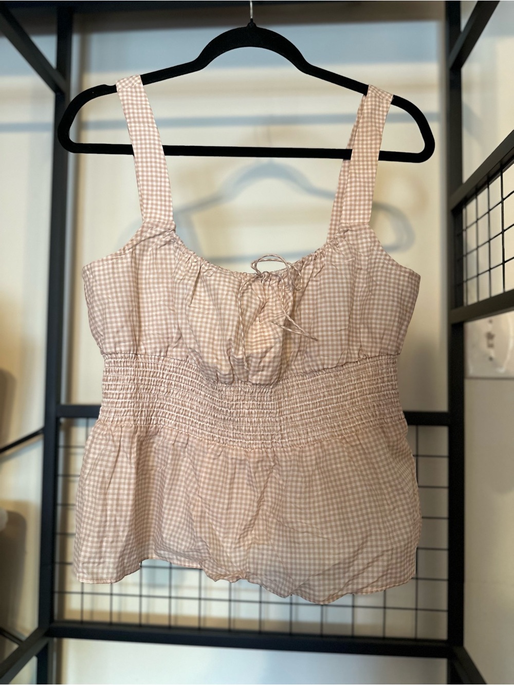 J. Crew Cream Smocked Top